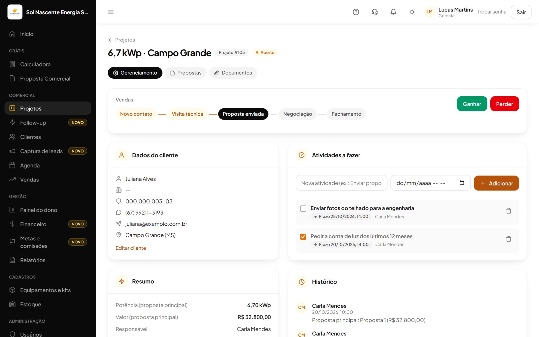 Nada se perde: tela do EasySun